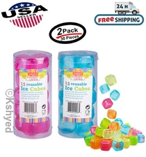30 Pieces Plastic Reusable Ice Cubes Coolers Refreeze BPA FREE (2 pack)  - New