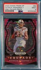 2020 Panini Prizm DP #80 Patrick Mahomes Crusade Pink Pulsar Prizm Chiefs PSA 9