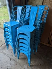 Lancaster Commercial Metal Chairs - "Distressed Arctic Blue"
