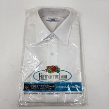 Fruit Of The Loom VTG 60's 70's White Button Up Short Sleeve Shirt Size 14 2 NOS