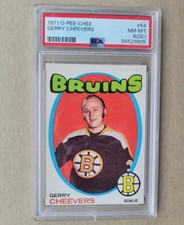 Gerry Cheevers 1971-72 O-Pee-Chee OPC #54 Boston Bruins PSA 8 (OC)