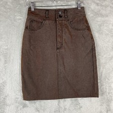 VTG Calvin Klein Sport Denim Pencil Skirt SZ 8 Brown 80s 90s Classic Sporty