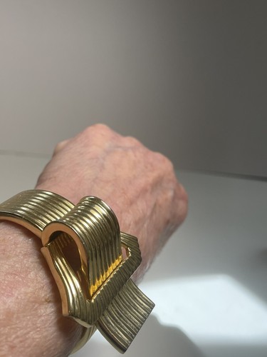 Armband signiert Ledo POLCINI . Bright Goldtone 7" 1948 Clamper Lesen - Bild 6 von 9