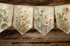 Rustic Wildflowers Vintage Style Shabby Chic Floral Bunting & Ribbon