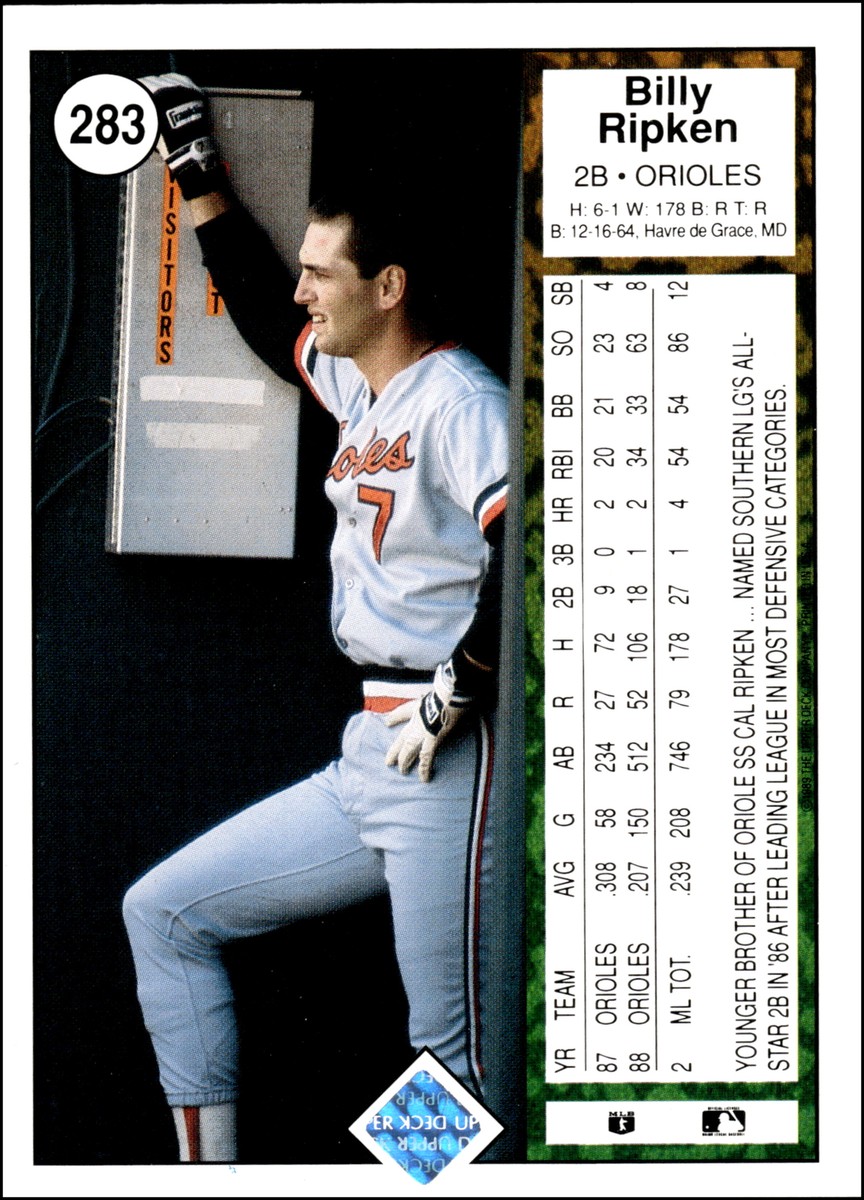 1989 Upper Deck #283 Billy Ripken Baltimore Orioles | eBay