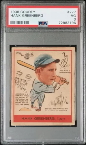 HANK GREENBERG 1938 GOUDEY PSA 3 ! *DEAD CENTERED TOUGHER VARIATION HIGH #~*LOOK