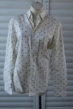     SIZE M BEN SHERMAN CREAM WHITE RED TRIANGLE COTTON BUTTON UP COLLARED SHIRT