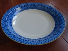 LIMOGES 1 ANTIQUE ROUND HOLLOW PORCELAIN DISH BLUE COLOR ART DECO