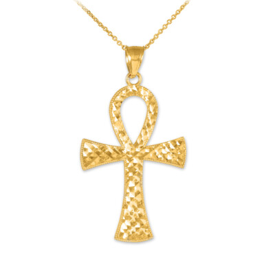 Ankh Kreuz Gold Halskette mit Anhänger (erhältlich in Gelb-/Rosé-/Weißgold)