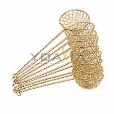 10x Fondue-Sieb Ø 6cm L 22cm, goldfarben, Sieblöffel für Feuertopf, Mongolentopf