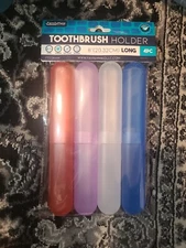 Family Maid 4 Pack 8" Long Toothbrush Case, Travel Toothbrush Holder, Toothbrush