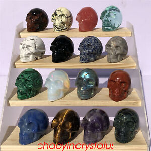 2'' Natural skull quartz crystal carved skull Mineral samples gem reiki healing