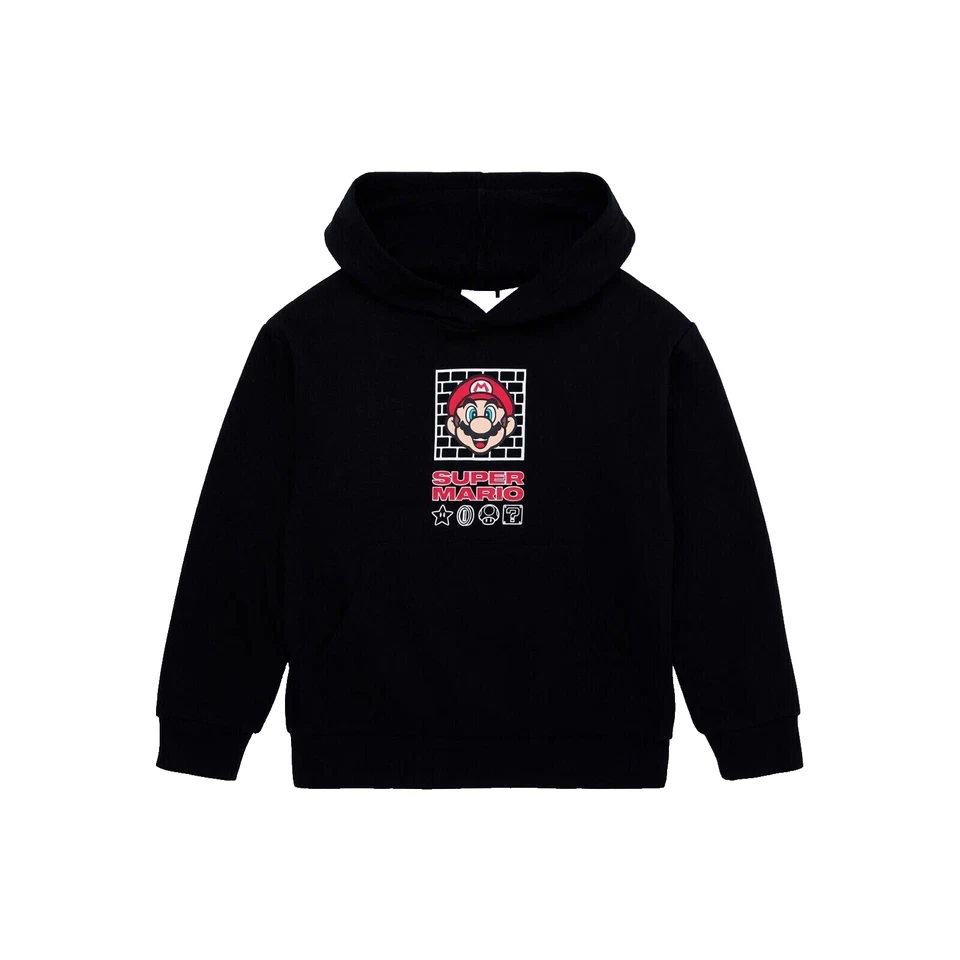 New with Tags Super Mario black Pullover Hoodie,  Boys Size  (10-12), Nintendo - Image 2 of 2