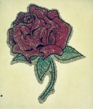 Original Vintage Red Rose Glitter Mini Iron On Transfer