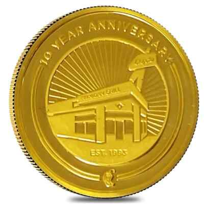 1 oz Gold Chipotle Mexican Grill 10th Anniv Medal .999+ Fine RARE