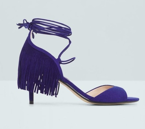 Mango NWOB Fringed Appliqúe Lace up 