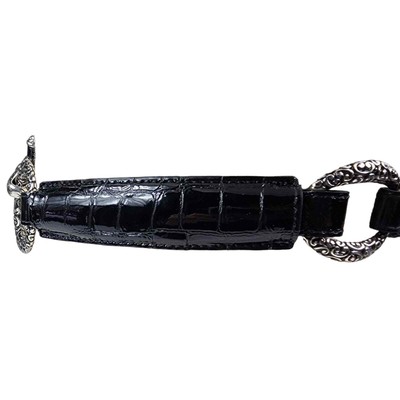 Brighton Black Croc Embossed Patent Leather Hook Belt size  display picture 2