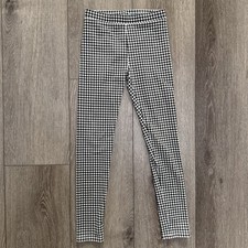 Crewcuts Gingham Check Full Length Leggings Black White 12