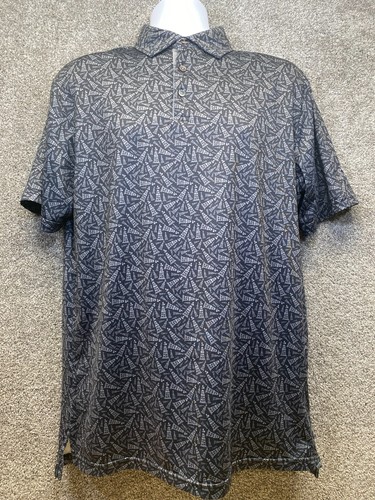 Black Quail Golf Shirt Men M Oil Derrick Print Performance Polo Stretch LOGO - Picture 2 of 14