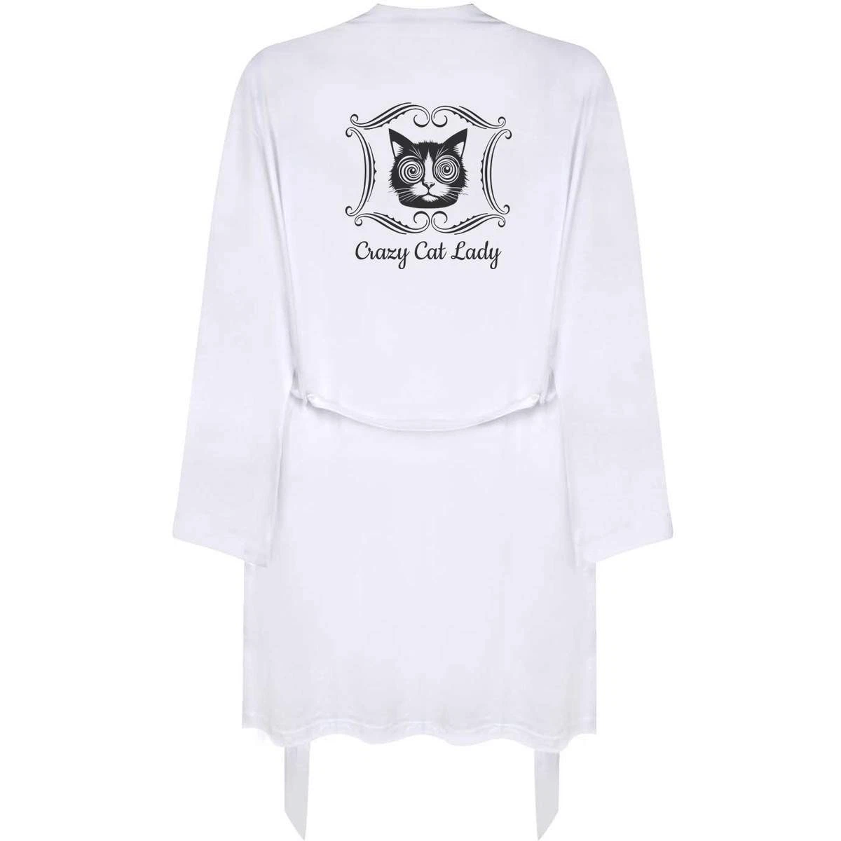 knee length dresses for ladies Cat illustration - ladies white dressing gown size XS-2XL