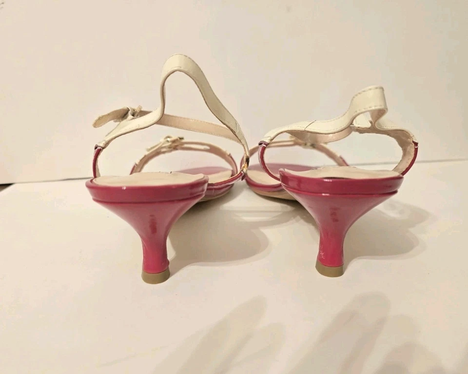 Zapatos De Colección Años 90 Puntera Abierta Patente Rojo Patente Baja Curación Alta Para Mujer Talla 9.5   Foto 3 de 4