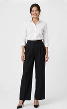 LUXVEER Black Wide Leg Women  s Dress Pants High Waist Pleated Trousers M Elastic