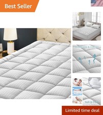 Cooling Quilted Mattress Protector with Pillow Top - Fits 8-21" Queen Mattresses