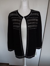 ALFRED DUNNER WOMANS BLACK EMBELLISHED SILVER STUDDED OPEN FACE KNIT SWEATER...