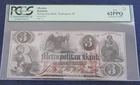 1854 Washington DC Metropolitan Bank Obsolete Banknote PCGS 62PPQ