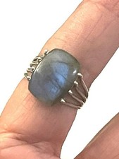 Vintage Sterling Silver Labradorite Ring Size 8 5.07gr 