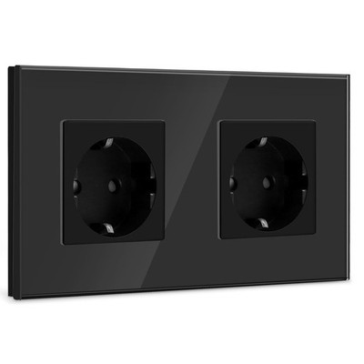 BSEED Schuko Steckdose 2 Fach Glas Unterputz Steckdose Kristall Glas Pl