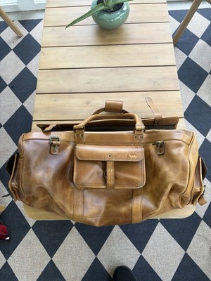 Buffalo Jackson Roosevelt Leather Duffle Travel Bag Dark Oak with Strap