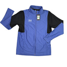 Under Armour Track Jacket Mens Large L Blue Running Full Zip Challenger 1379592