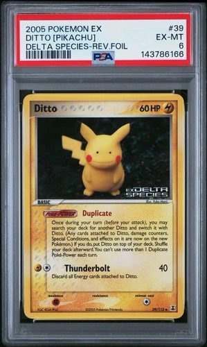 Pokémon Ditto (Pikachu) Delta Species 39/113 Reverse Holo Uncommon PSA 6 2005