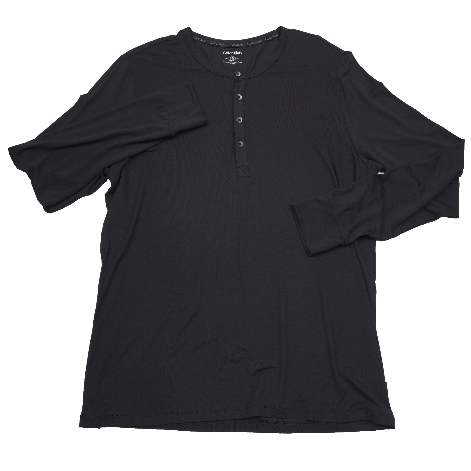 Calvin Klein Henley Sleep Shirt Mens Large Black Long Sleeve Ultra Soft Modern 5390₽