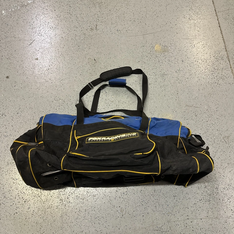 Bolso de Lona Fox Racing Grande Azul Negro Cremallera Parte Inferior de Lona Equipo de Motocross Foto 4 de 4