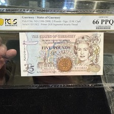 Guernsey 1996 - 2008 5 Pounds PCGS Banknote Gem UNC 66 PPQ Pick 56c