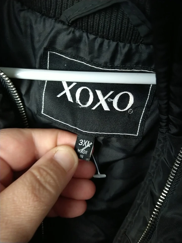 XoXo Para Mujer 3X Negro Cremallera Bolsillo Forrado Piel Capucha Cremallera Frontal Exterior Informal  Foto 3 de 4