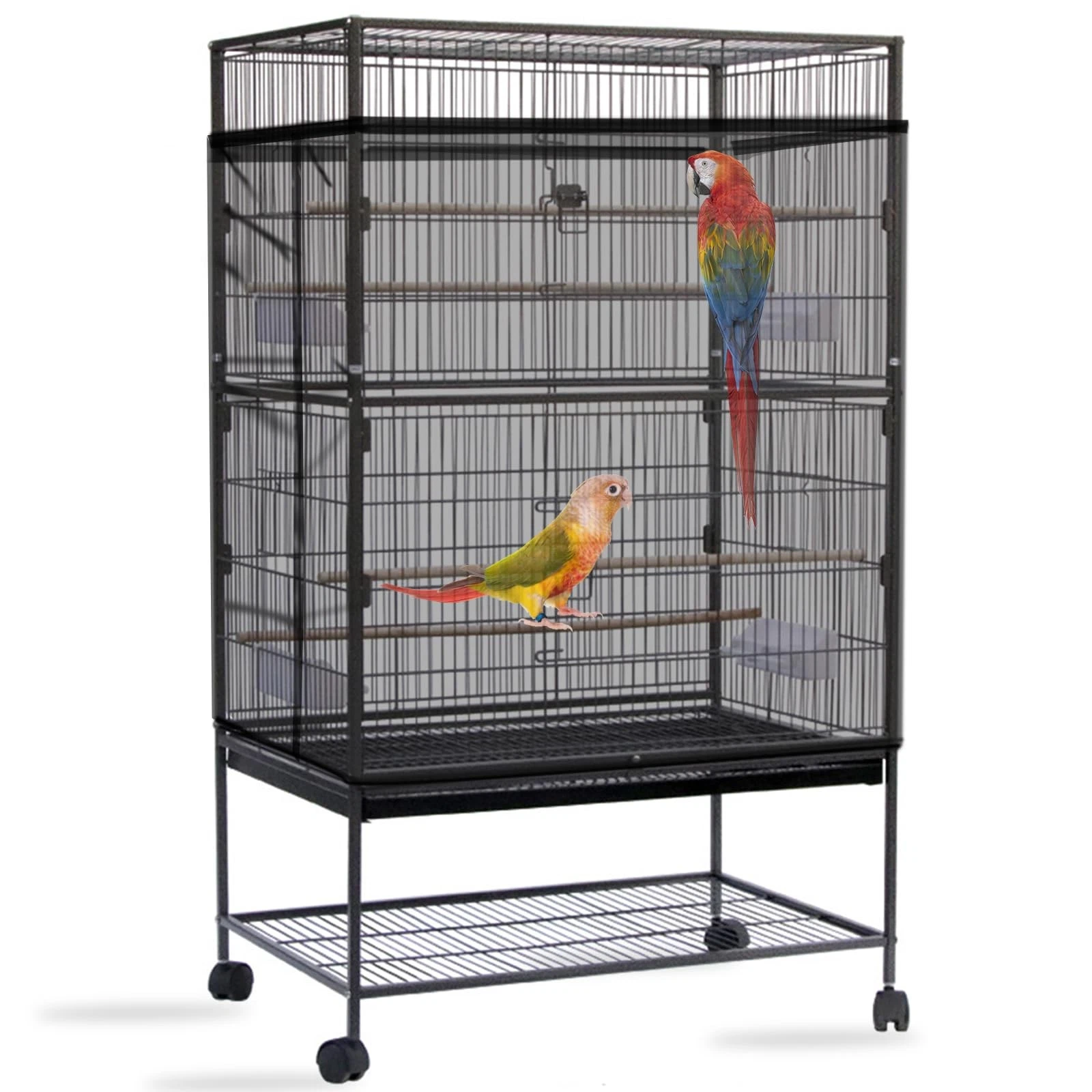 Bird Cage Seed Catcher, Large Bird Cage Cover, Adjustable Soft Airy Nylon Mes...