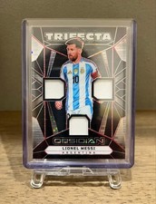 Lionel Messi 49 Panini Obsidian Soccer Card Trifecta Material Used