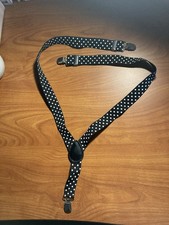 Black White Polka Dot Kids Adjustable Suspenders with Clip Attachment