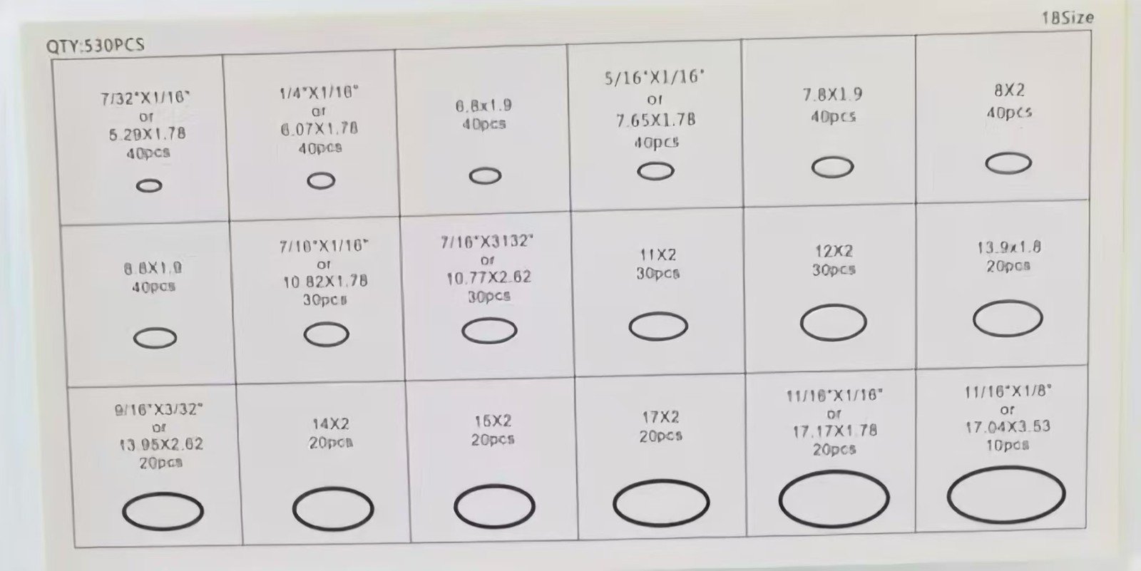 For A/C Compressor 530PCS Green HNBR O-Rings Assortment Kit 18 Sizes