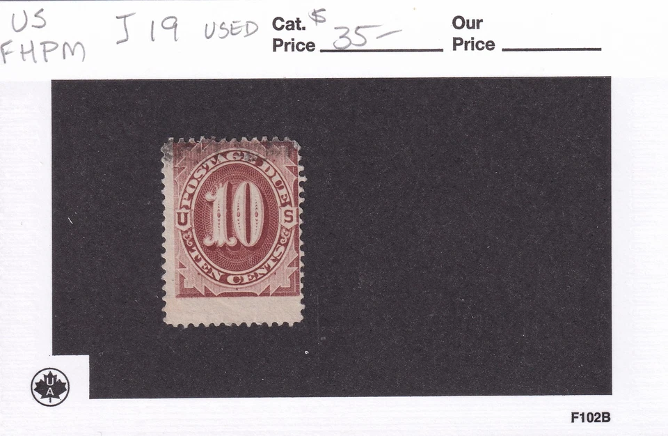 MATT'S STAMPS US SCOTT #J19 10-CENT POSTAGE DUE ISSUE OF 1884, USED CV$35 - Image 3 of 3