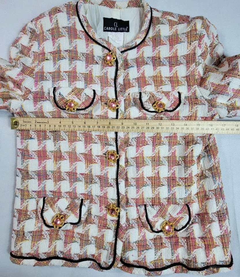 Blazer pequeño vintage de tweed arco iris carole tejido pastel chaqueta para mujer talla 6 Foto 4 de 4