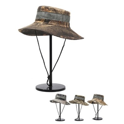 Breathable Wide Brimmed Bucket Hat Unisex Sunshade Fisherman Hat for Camping