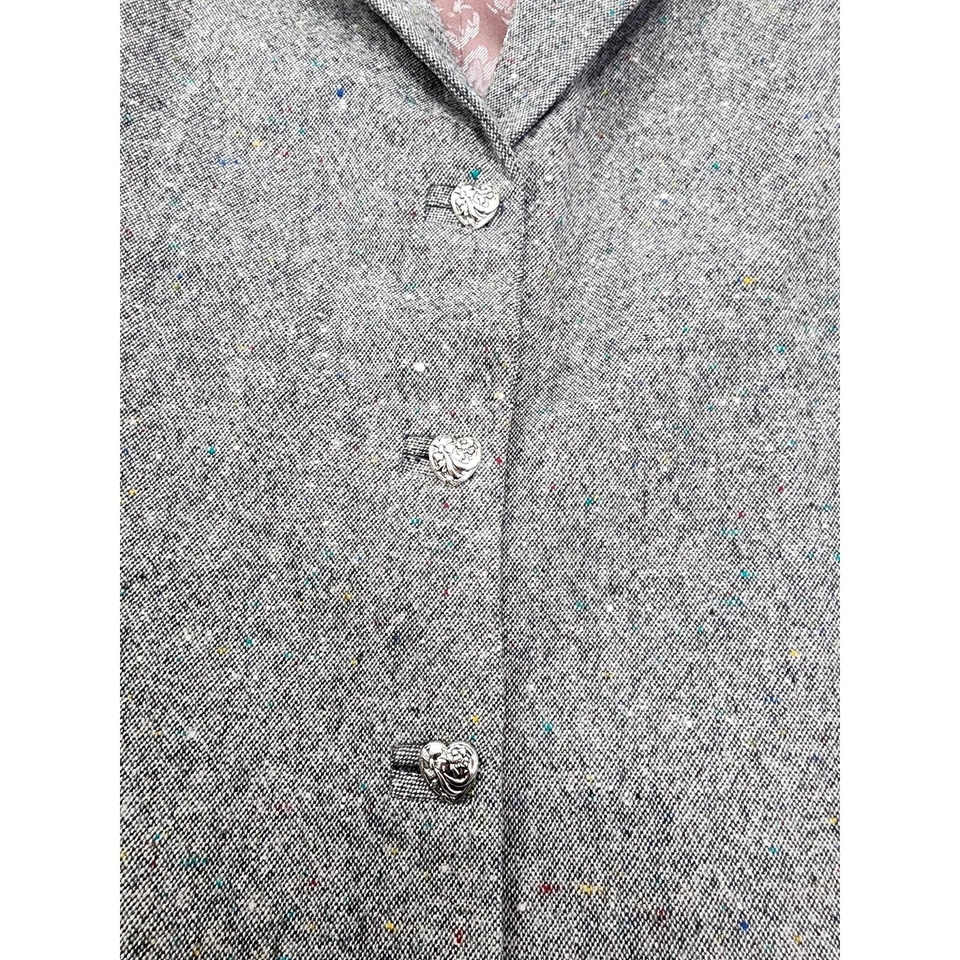 Vintage 60s Colorful Speckled Tweed Blazer Skirt Suit Set Size M Gray Hearts - Image 3 of 4