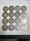16 Barber Half Dollars 90% Silver $8 FV Mixed Dates Lot