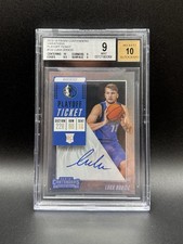 2018-19 Contenders Basketball Luka Doncic Rookie Auto /35 Ticket Variation BGS 9