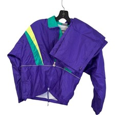 Vtg Colorblock Windbreaker Tracksuit Teal Yellow Med Asics Women's Jacket Pants