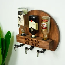 Triple Tap Wall Bar Whiskey Dispenser, Custom Engraved Drink Station for Him/Dad